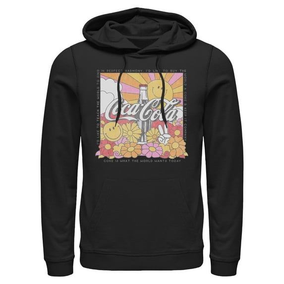 Mens Coca Cola Unity Square Lyrics Logo Lightweight Hoodie