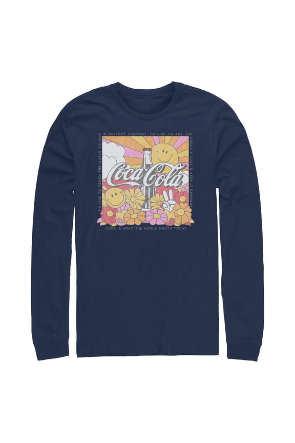 Mens Coca Cola Unity Square Lyrics Logo Long Sleeve Shirt