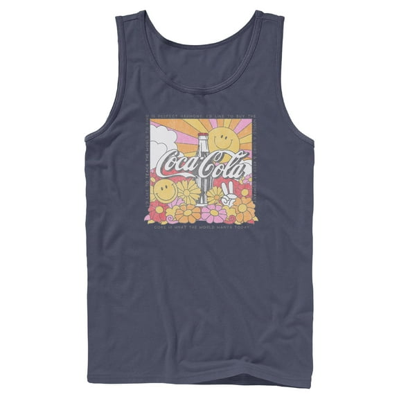 Mens Coca Cola Unity Square Lyrics Logo Tank Top