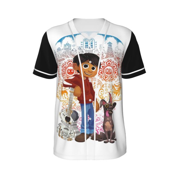 Mens Coc Movie Baseball Shirt Graphic Tshirt V Neck Jersey Button Down Short Sleeve Tops