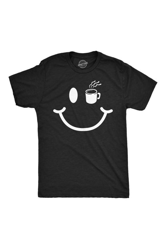 Mens Coffee Cup Smiling Face Funny T Shirt Caffeine Graphic Tee for Men Graphic Tees