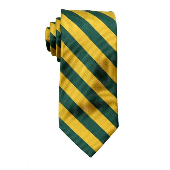Mens College Striped Necktie Ties - Green Gold