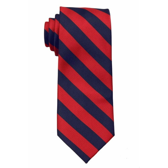 Mens College Striped Necktie Ties - Red Navy