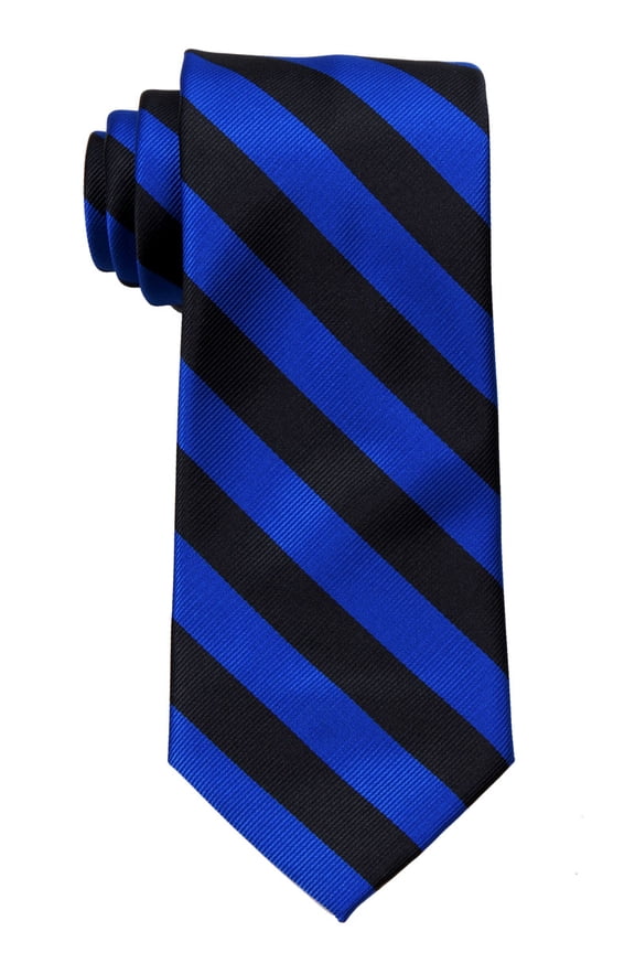 Mens College Striped Necktie Ties - Royal Black