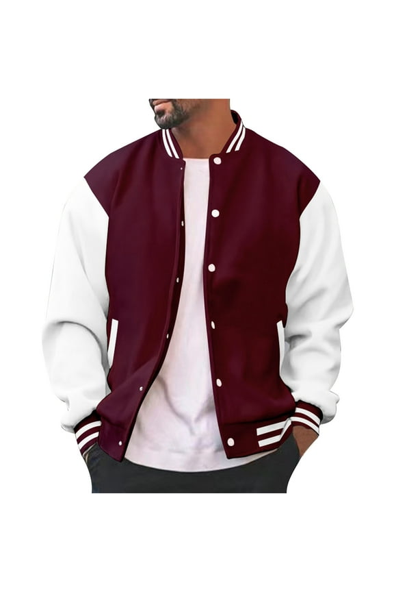 Mens College Varsity Letterman Jacket Button Baseball Highschool Bomber Jackets Sweatwear XXL