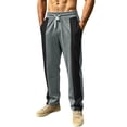 thumbnail image 1 of Mens Color Block Baggy Sweatpants Straight Track Pants Casual Athletic Travel Dark Gray L, 1 of 9