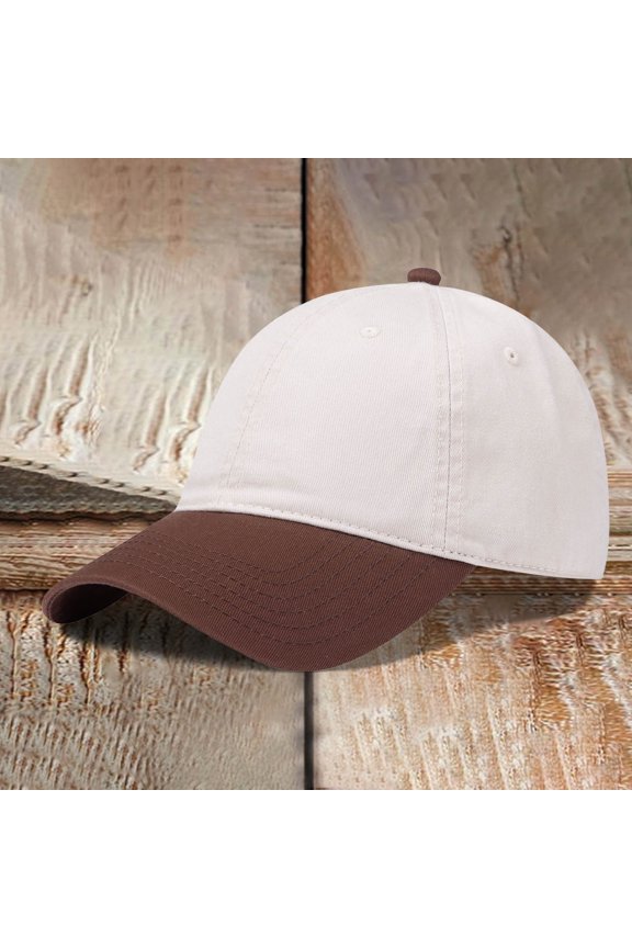 Mens Color Block Baseball Cap with Contrast Stitching Trendy Outdoor Hat Summer Sports Cap Coffee