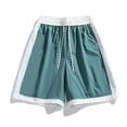 thumbnail image 1 of Mens Color Block Casual Shorts Above Knee Streetwear Lightweight Short Pants 7" Inseam Drawstring Summer Fashion with Side Pockets, 1 of 5