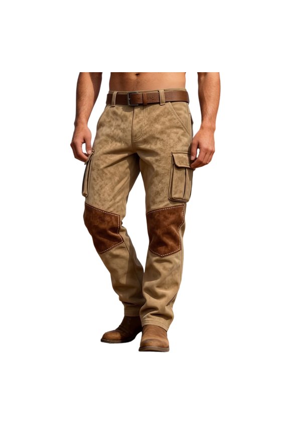 Mens Color Block Durable Cargo Pants with Multiple Pockets Reinforced Stitching Outdoor Work Hiking Utility Full Length Grey L