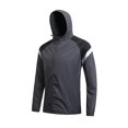 thumbnail image 1 of Mens Color Block Hooded Jacket Windbreaker, Lightweight Windproof Water Resistant Jacket Full Zip Long Sleeve Soccer Training Outdoor Sports Coat Size 3XL Gray, 1 of 8