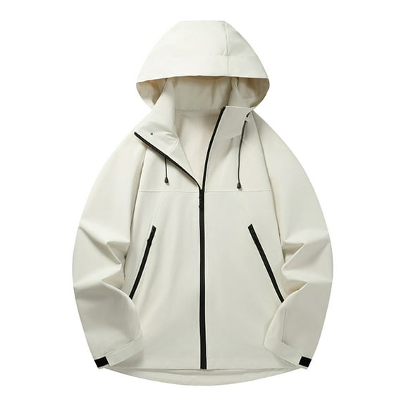 Mens Color Block Hooded Rainjackets Liightweight Waterprood High Neck Removable Raincoat Hoodies Plus Size Windbreaker