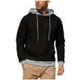 thumbnail image 1 of Mens Color Block Hoodies Casual Warm Sweatshirt Comfort Casual Pullover Sweater Blouses with Kangaroo Pocket Drawstring Adjustable Hooded Clothes, 1 of 7