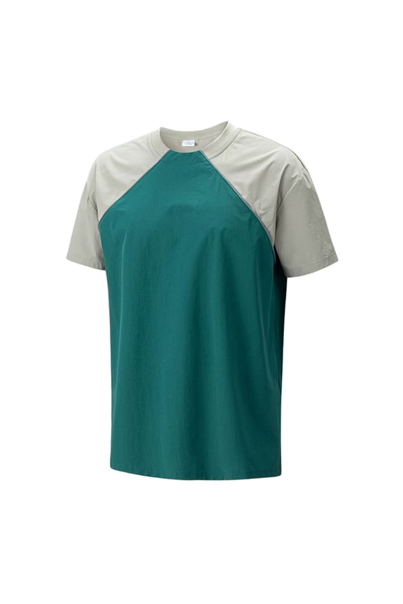 Mens Color Block Raglan T-Shirts Short Sleeve Crew Neck Athletic Workout Top for Training Running Quick Dry Moisture Wicking Tech Tee Big & Tall Sizes Available