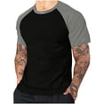 thumbnail image 1 of Mens Color Block Reglan Short Sleeve Shirts Lightweight Outdoor Athletic Tshirts Casual Loose Fit Crewneck Tees for Gym, 1 of 6