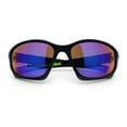 thumbnail image 1 of Mens Color Mirror 90s Xloop Plastic Sport Wrap Around Sunglasses Black Green - Teal Mirror, 1 of 7
