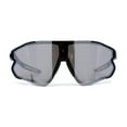 thumbnail image 1 of Mens Color Mirror Aerodynamic Block Shield Lens Plastic Sport Sunglasses Black Silver Mirror, 1 of 4