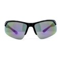 thumbnail image 1 of Mens Color Mirror Baseball Half Rim Wrap Plastic Sport Sunglasses Black Purple Mirror, 1 of 4