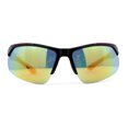 thumbnail image 1 of Mens Color Mirror Baseball Half Rim Wrap Plastic Sport Sunglasses Black Red Yellow Mirror, 1 of 4