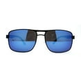 thumbnail image 1 of Mens Color Mirror Classic Rectangular Metal Rim Officer Sunglasses Black Blue Mirror, 1 of 4