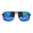 thumbnail image 1 of Mens Color Mirror Classic Rectangular Metal Rim Officer Sunglasses Gunmetal Teal Mirror, 1 of 4