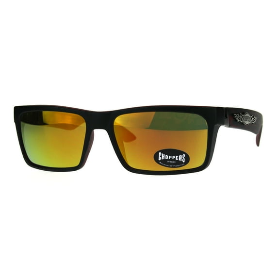 Mens Color Mirror Flame Choppers Plastic Narrow Horn Rim Sunglasses Black Red Orange