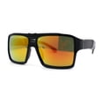 thumbnail image 1 of Mens Color Mirror Flat Top Mobster Rectangle Racer Sunglasses Shiny Black Orange Mirror, 1 of 4