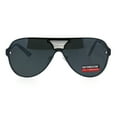thumbnail image 1 of Mens Color Mirror Lens Futurism Robotic Shield Rimless Aviator Sunglasses Black, 1 of 4