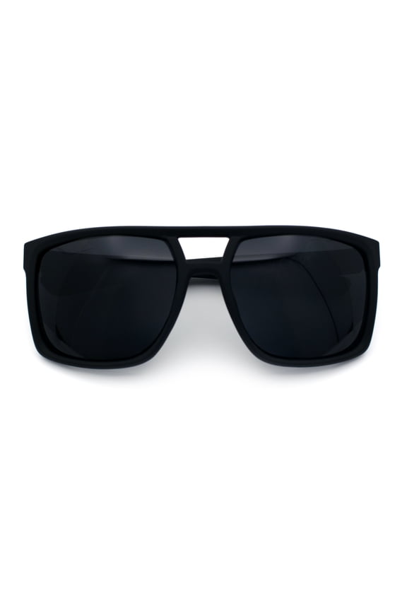 Mens Color Mirror Mobster Racer Flat Top Plastic Rectangle Sunglasses All Black