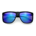 thumbnail image 1 of Mens Color Mirror Oversized Horn Rim Rectangle Sport Plastic Sunglasses Black - Teal Mirror, 1 of 8