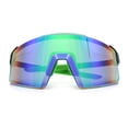 thumbnail image 1 of Mens Color Mirror Oversized Shield Sport MTB Style Plastic Sunglasses Black Green - Green Mirror, 1 of 8