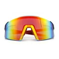 thumbnail image 1 of Mens Color Mirror Oversized Shield Sport MTB Style Plastic Sunglasses Black Red - Orange Mirror, 1 of 8