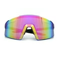 thumbnail image 1 of Mens Color Mirror Oversized Shield Sport MTB Style Plastic Sunglasses Purple Mirror, 1 of 8