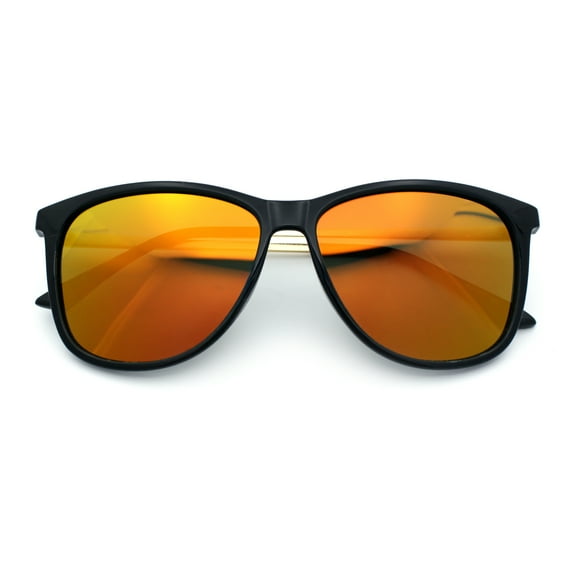 Mens Color Mirror Polarized Gentlemanly Classy Horn Rim Snazzy Sunglasses Black - Orange Mirror