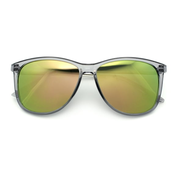 Mens Color Mirror Polarized Gentlemanly Classy Horn Rim Snazzy Sunglasses Slate - Peach Mirror