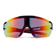 Mens Color Mirror Polarized Plastic Sport Wrap MTB Plastic Sunglasses Black Red - Red Mirror