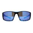 thumbnail image 1 of Mens Color Mirror Rectangle Wrap Plastic Sport Sunglasses Black Blue Tort Blue Mirror, 1 of 4