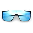 thumbnail image 1 of Mens Color Mirror Rimless Shield Plastic Horn Rim Luxury Sport Sunglasses Black - Blue Mirror, 1 of 1
