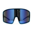 thumbnail image 1 of Mens Color Mirror Super Oversized Wrap Rectangle Plastic Sport Sunglasses Blue Mirror, 1 of 4
