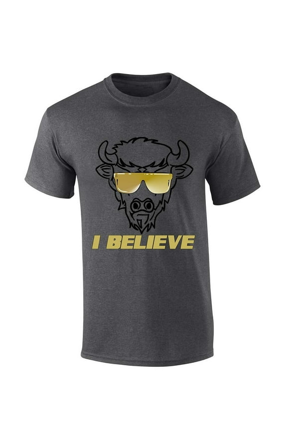Mens Colorado Sunglasses Buffalo I Believe Team Color Buffaloes Football Short Sleeve T-shirt Graphic Tee-Heather Grey-large