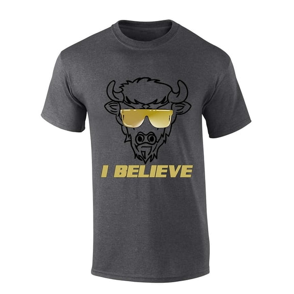Mens Colorado Sunglasses Buffalo I Believe Team Color Buffaloes Football Short Sleeve T-shirt Graphic Tee-Heather Grey-xxl