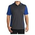 thumbnail image 1 of Mens Colorblock Micropique Sport-Wick Polyester Polo Iron Grey/ True Royal Large, 1 of 8