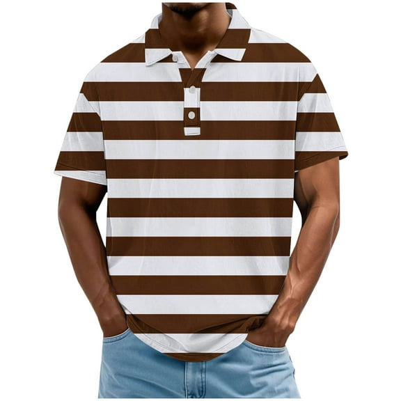 Mens Colorblock Striped Tops Summer Casual Short Sleeve Golf Shirts with Collar Comfy Athletic Workout Blouse