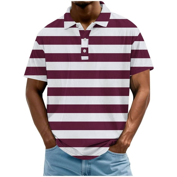 Mens Colorblock Striped Tops Summer Casual Short Sleeve Golf Shirts with Collar Comfy Athletic Workout Blouse