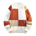 thumbnail image 1 of Mens Colorblock Sweaters Loose Fit Soft Knitted Crewneck Sweatshirt Pullover Tops Long Sleeve Clothes for Men (XL, Orange), 1 of 5