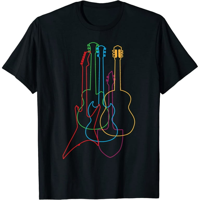 Colored Guitars Electric Acoustic Classical T-Shirt Gift Tee Colored Guitars Electric Acoustic Classical T-Shirt Gift Tee