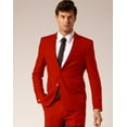 thumbnail image 1 of Mens Colorful 2 Button Style Cheap Priced Business Suits Clearance Sale Pants Free Matching Bowtie Red ( Regular Cut Or Slim Cut), 1 of 1
