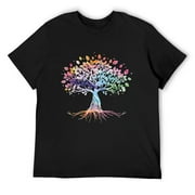 Mens Colorful Life Is Really Good Vintage Unique Tree Art Gift T-Shirt Black Large