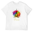 thumbnail image 1 of Mens Colorful Paint Background On Eiffel Tower - Paris T-Shirt White Medium, 1 of 5