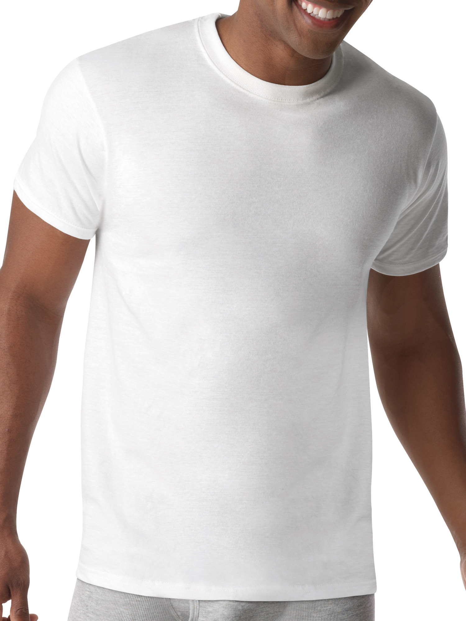 Mens ComfortBlend Tagless White Crew TShirts, 5 Pack