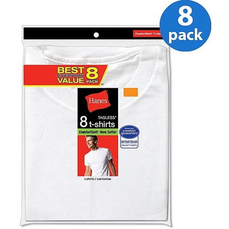 Mens ComfortSoft White Crew Neck T-Shirt Value 8-Pack